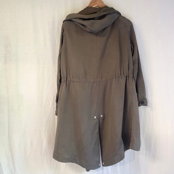 AllSaints Portere Parka Jacket · Army Green Lyocell Drape Hooded Coat · W's Sz 4 - Picture 3 of 15